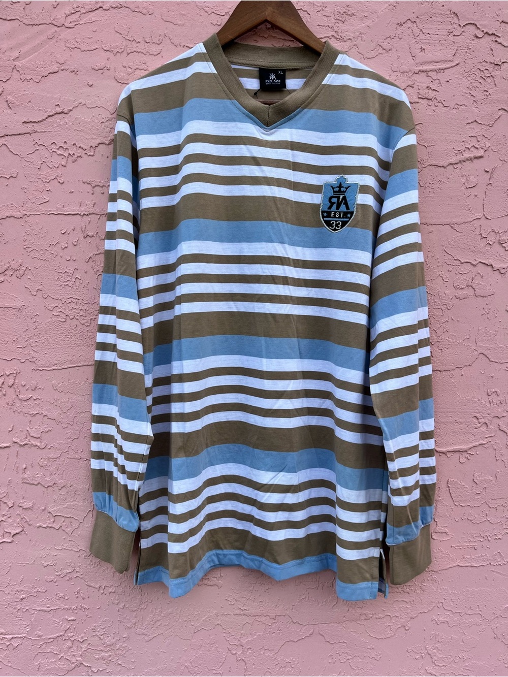 New Red Ape Striped Long Sleeve Shirt Size XL NWT